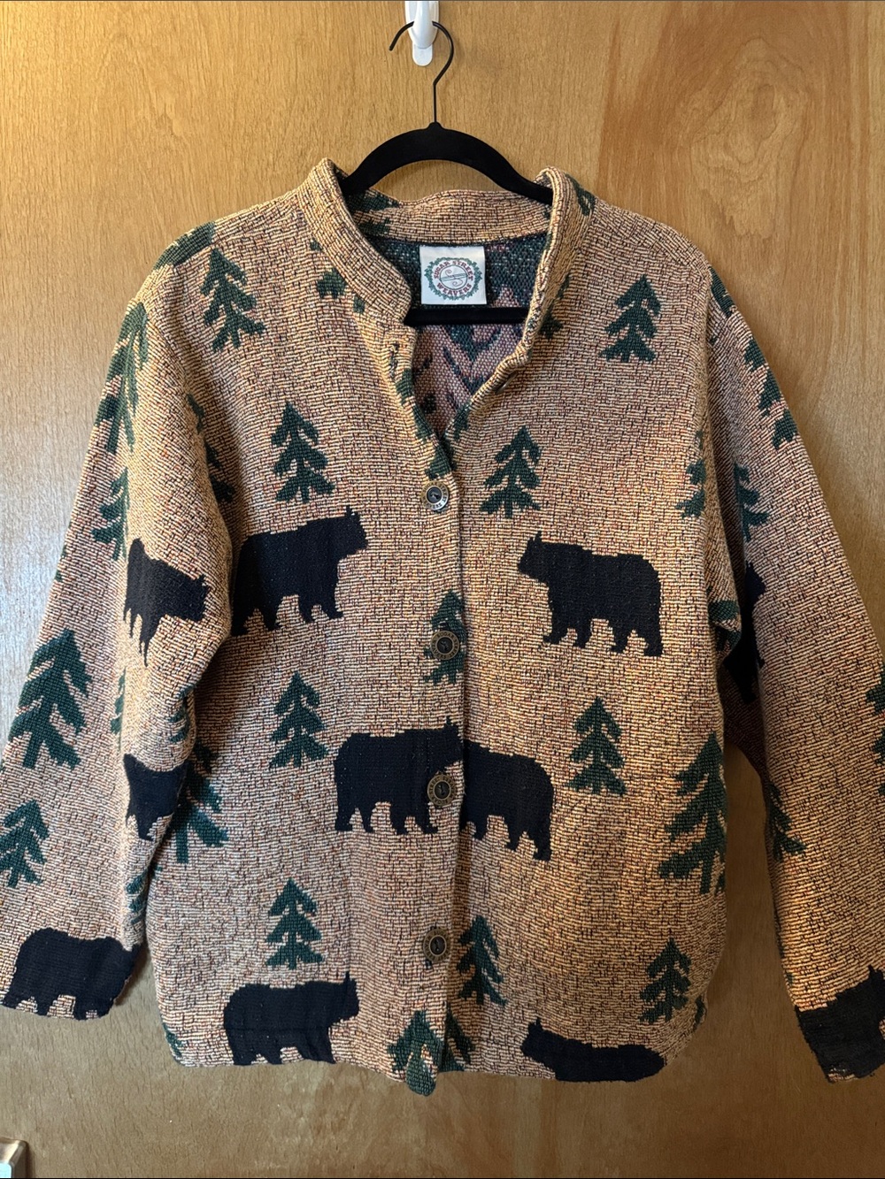 Vintage Sugar Street Weavers Bear & Tree Button-Front Jacket